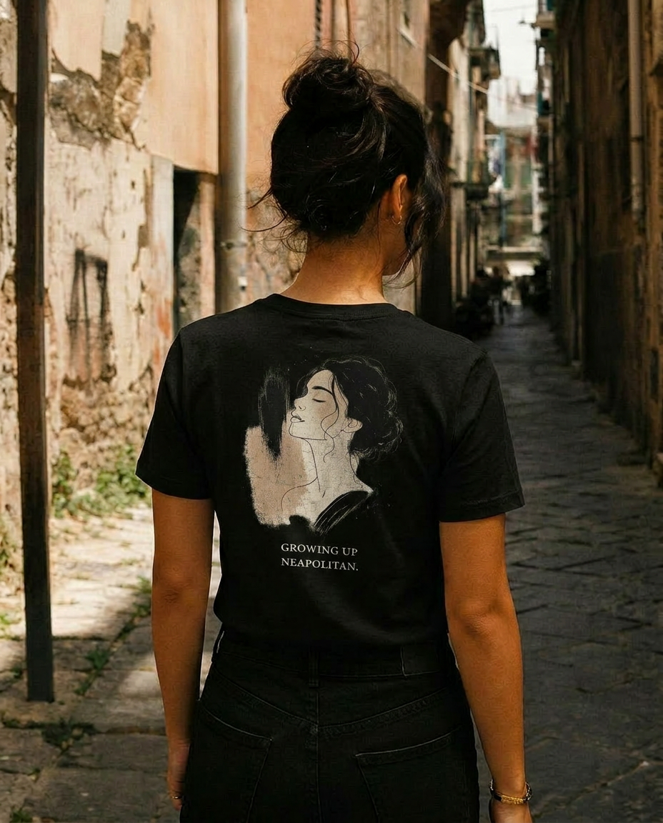 Modella di spalle — t-shirt Growing Up Neapolitan